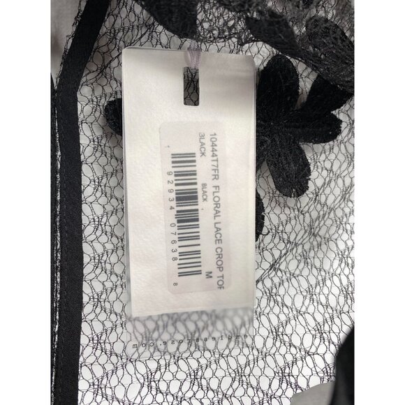 Anthropologie Endless Rose Floral Lace Crop Top & Camisole Set Black XS New - Picture 5 of 9